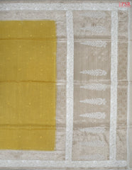 Flaxen Yellow Munga Silk Saree