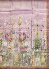 Olives And Purple Tissue Organza Silk Saree