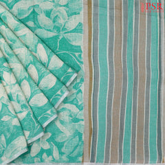 Caribbean Green Linen Saree