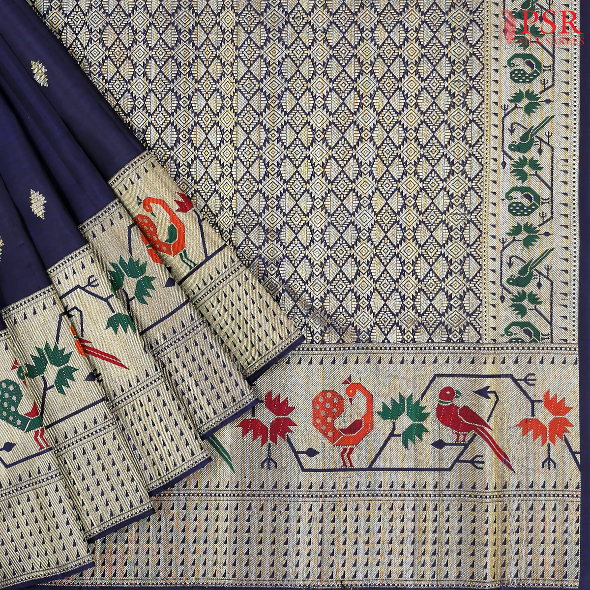 Navy Blue Kanchipuram Silk Saree