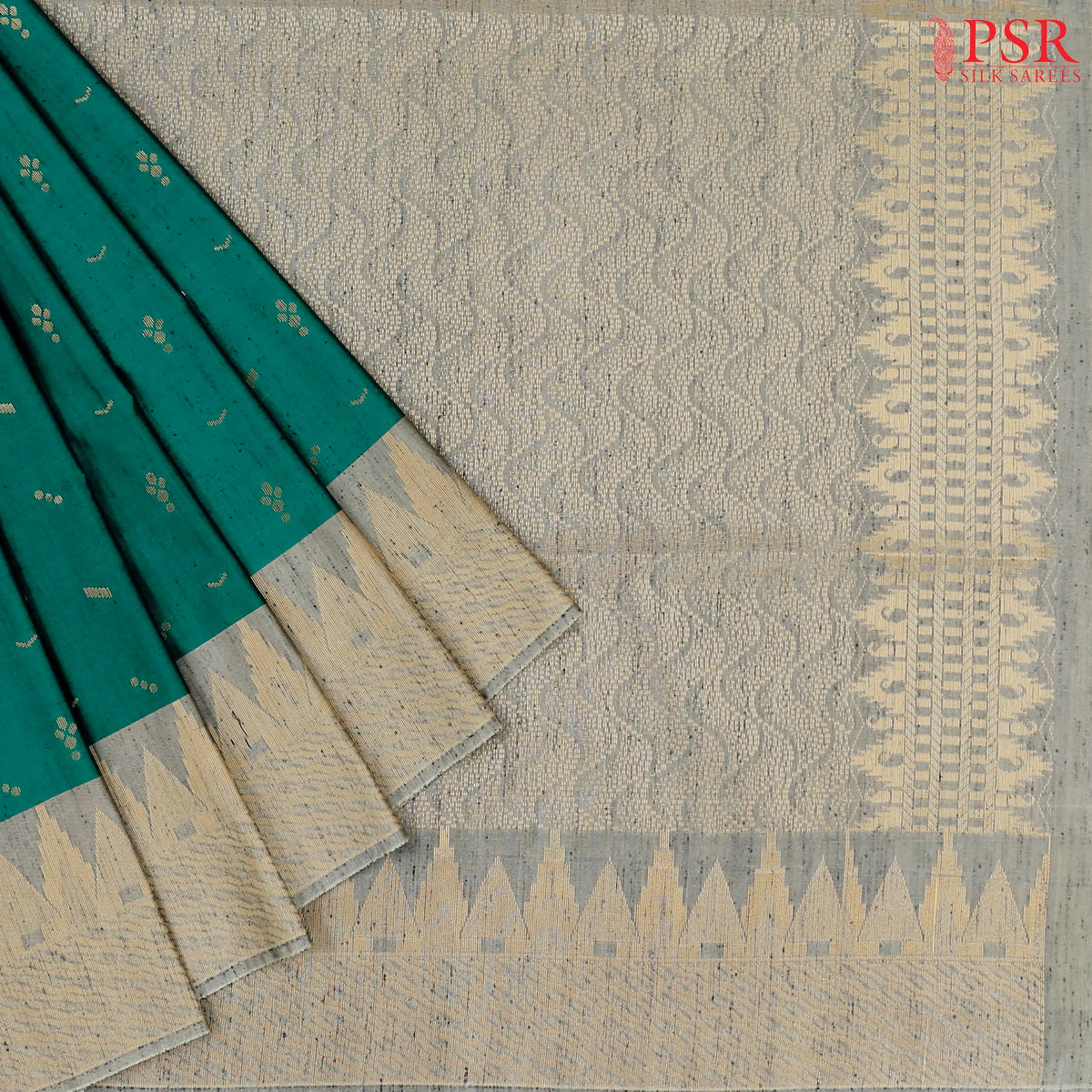 Pine Green Jute Art Silk Saree