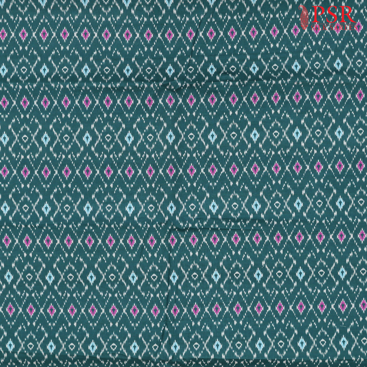 Teal Green Semi Tassar Ikkat Print Running Material