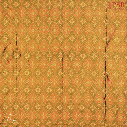 Olive Green & Marigold Yellow Pochampally Silk Dress Material