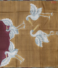 Burgundy Kadhi Tussar Silk Saree