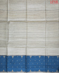 Royal Beige & Blue Kadhi Tussar Silk Dress Material