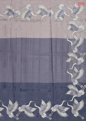 Grey Tricolor Semi Tussar Saree