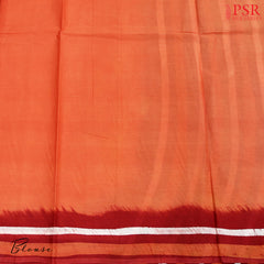 Orange and Red Batik Print Cotton Saree