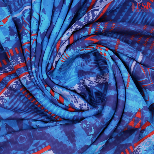 Dark Blue Mul Printed Cotton Saree