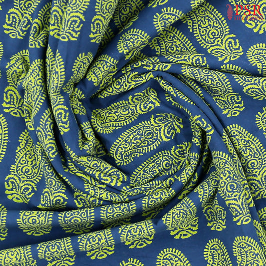 Indigo Blue Jaipur Cotton Print Running Material