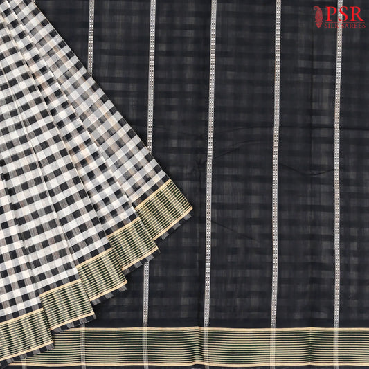 Off White & Black Kanchi Cotton Saree