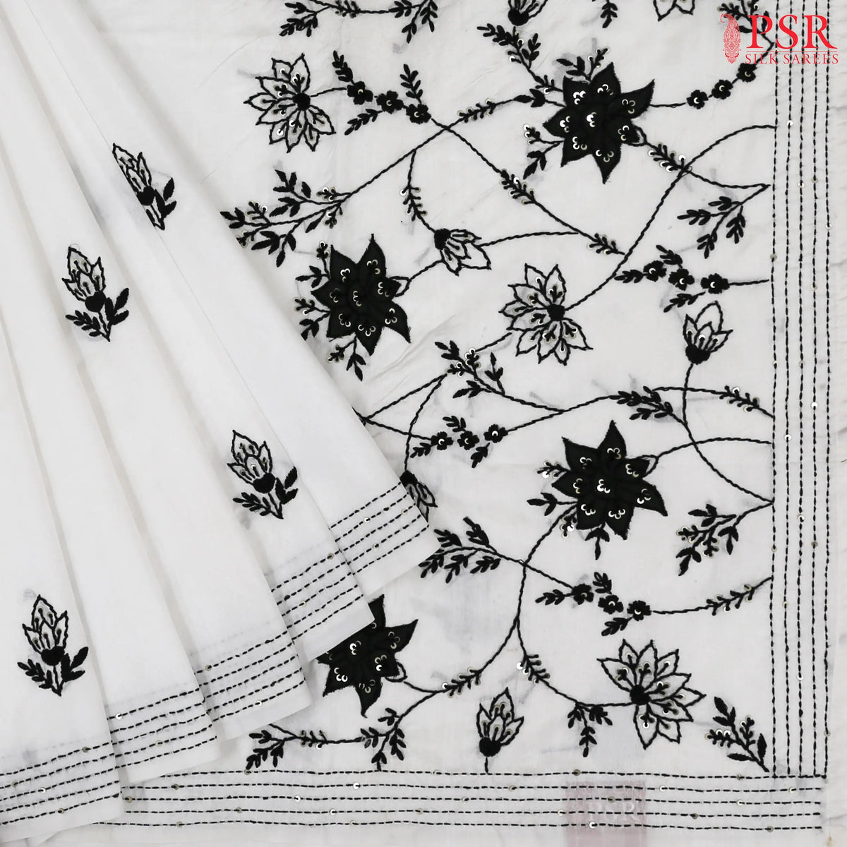 Dove White Semi Dupion Saree