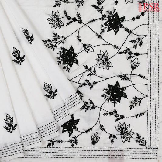Dove White Semi Dupion Saree