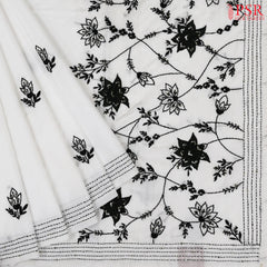 Dove White Semi Dupion Saree
