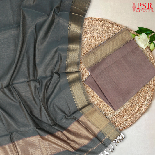 Saddle Brown Maheswari Silk Cotton Dress Material