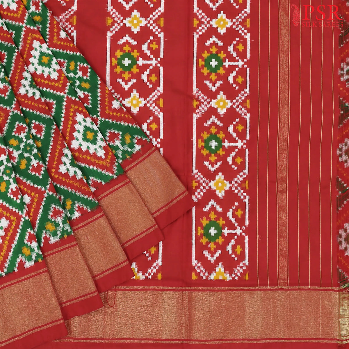 Emerald Green Pochampally Silk Ikat Saree