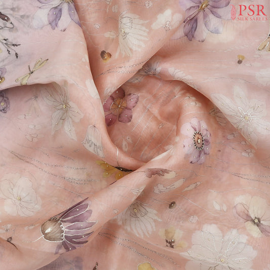 Light Peach Organza Saree