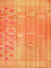 Saffron Kanchipuram Jacquard Tissue Silk Saree