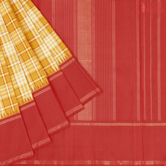 Amber Yellow Kanchipuram Silk Saree