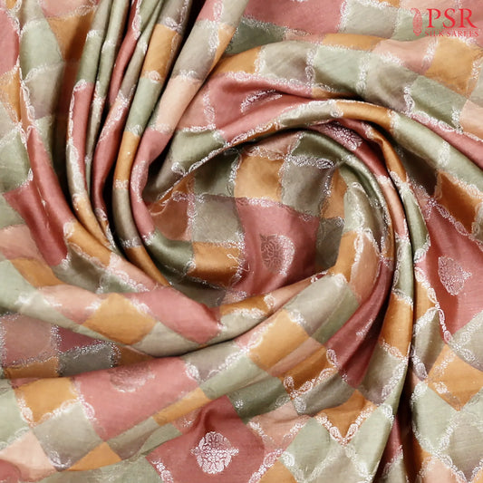 Coral Pink Chiniya Silk Saree