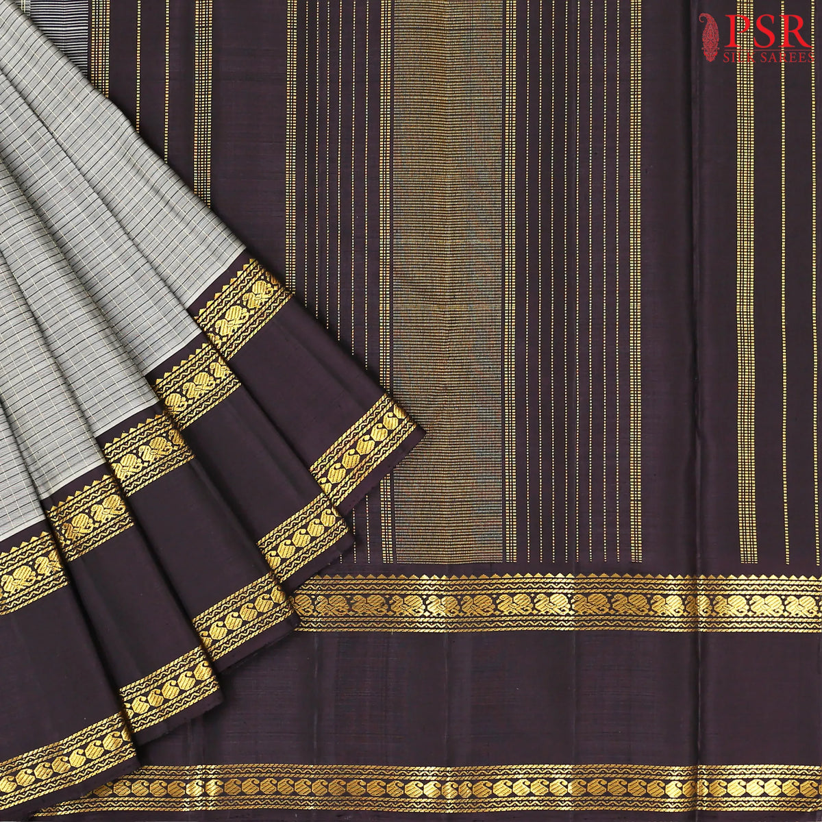 Grey Kanchipuram Silk Saree