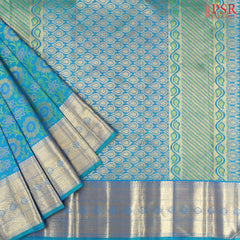 Peacock Blue Kanchipuram Jacquard Silk Saree