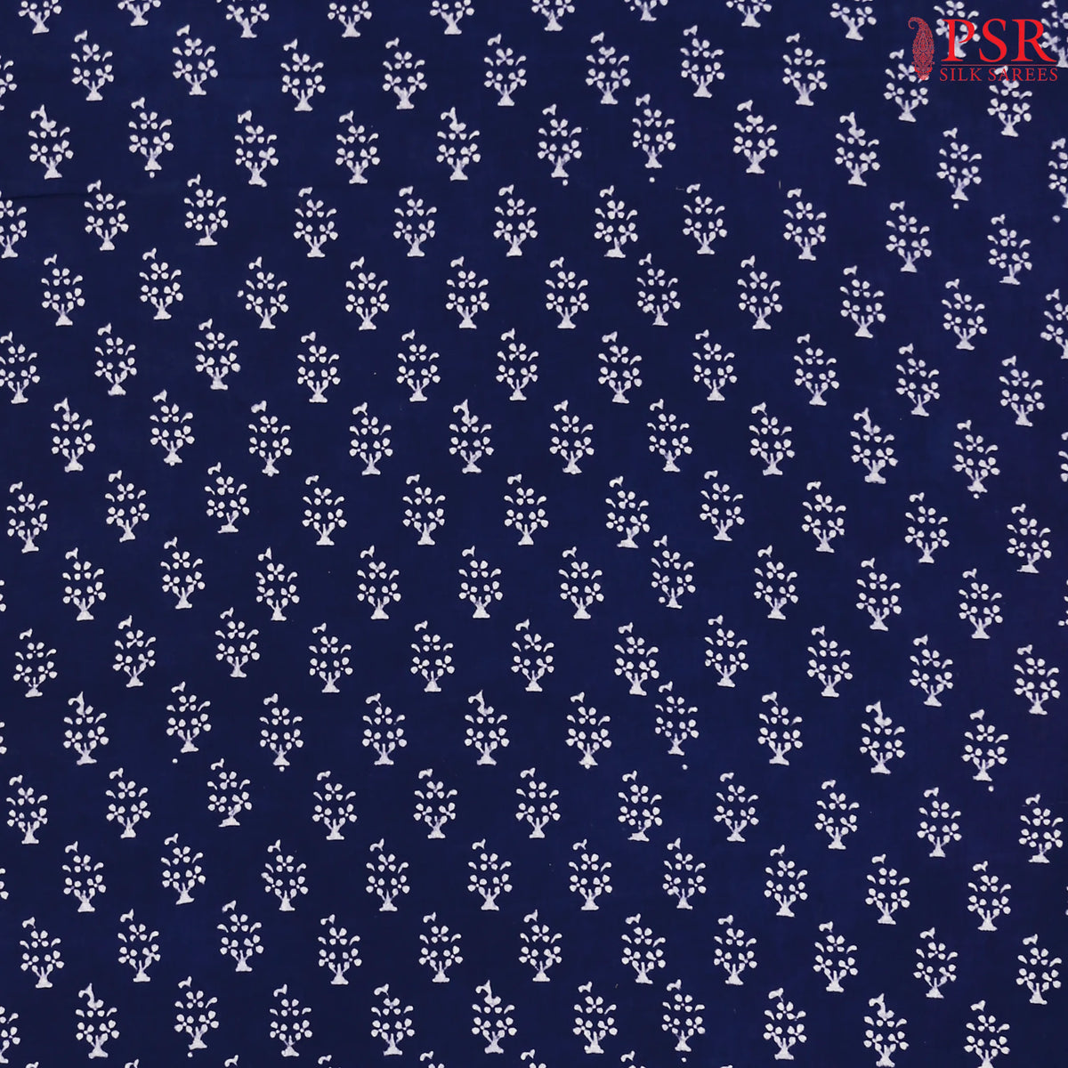 Navy Blue Cotton Print Running Material