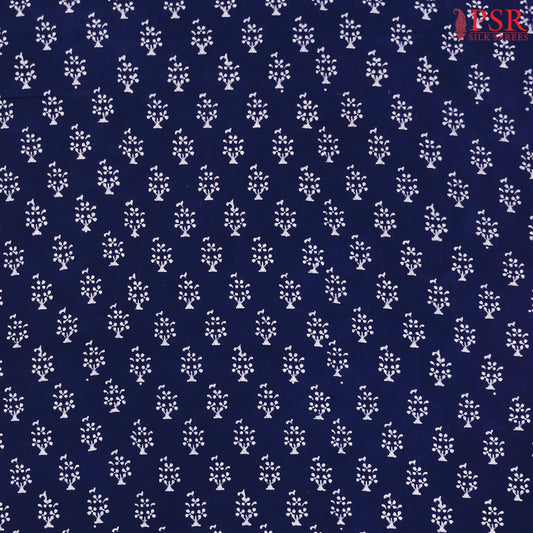 Navy Blue Cotton Print Running Material