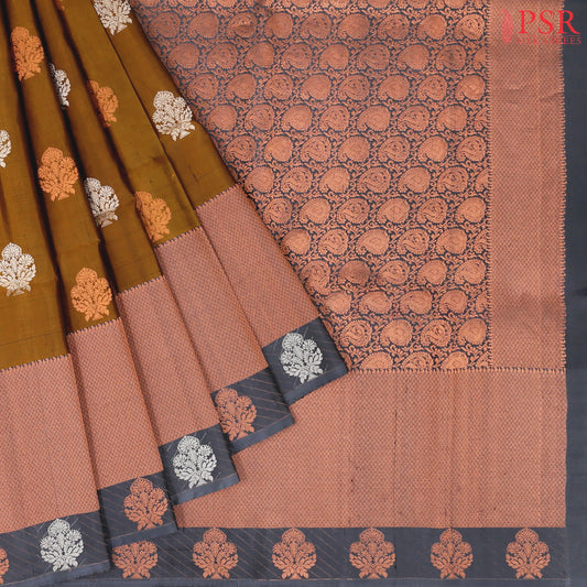 Mustard Brown Soft Silk Saree