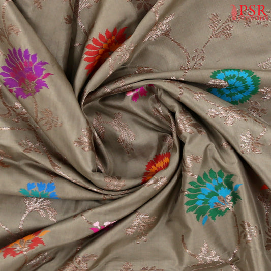 Fossil Grey Banaras Katan Silk Saree