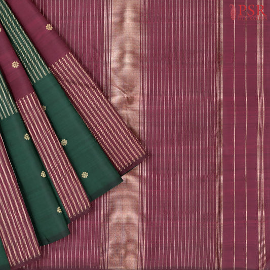 Dark Green & Dark Burgudy Kanchipuram Silk Saree