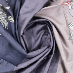 Grey Tricolor Semi Tussar Saree