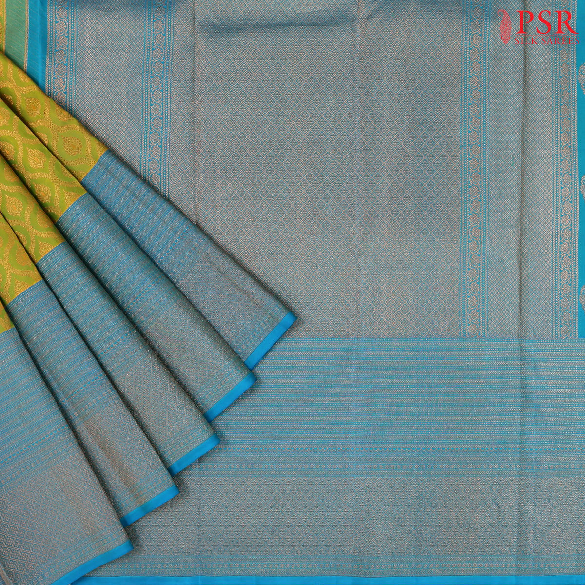 Lemon Green Kanchipuram Silk Saree