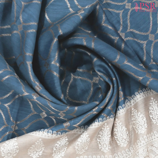 Cerulean Blue Munga Silk Saree