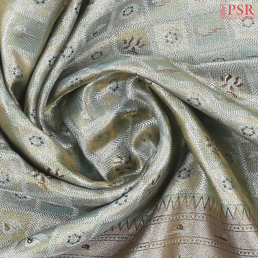Aqua Frost Bridal Kanchipuram Tissue Silk Saree