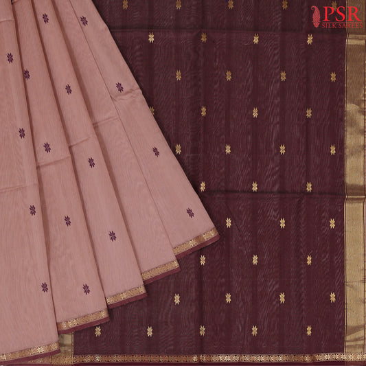 Light Mauve Maheshwari Silk Cotton Saree