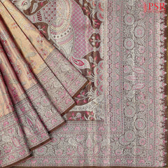 Copper Pink Kanchipuram Jacquard Tissue Silk Saree