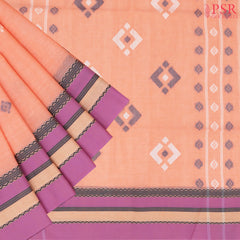 Salmon Peach Byloom Cotton Saree