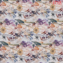 Multcolor Peach Linen Print Running Material