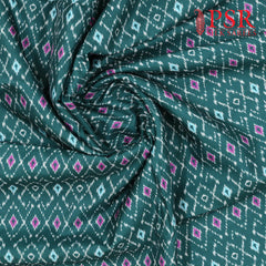 Teal Green Semi Tassar Ikkat Print Running Material