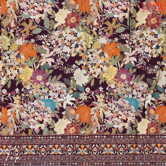 Dark Mulberry Purple Semi Crepe Dress Material