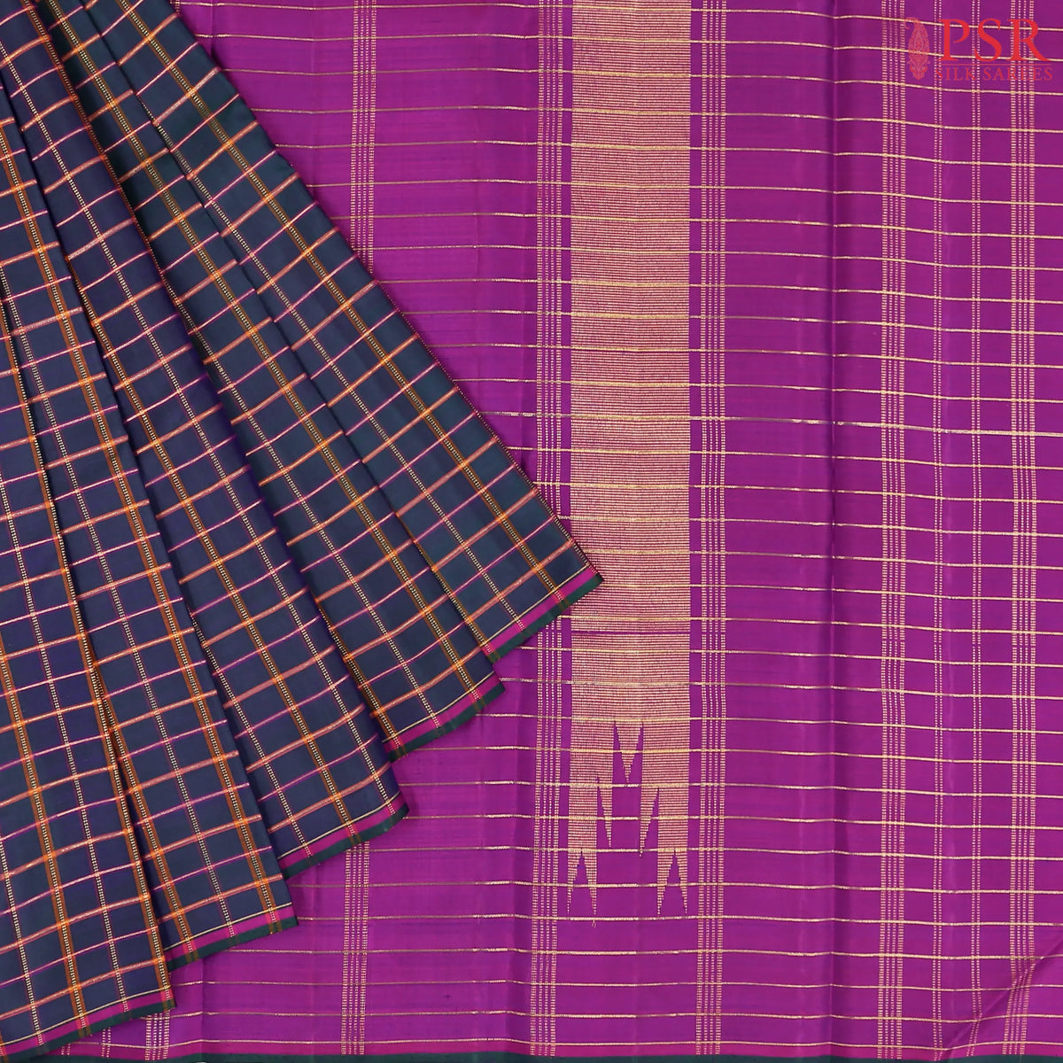 Midnight Blue Kanchipuram Silk Saree