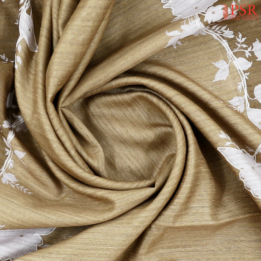 Light Khaki Semi Tussar Saree