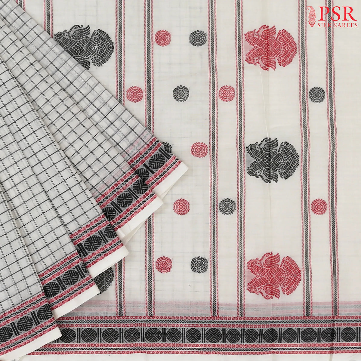 Off White Kalakshetra Kovai Cotton Saree