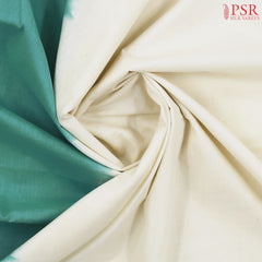 Cream White & Turquoise Kerala Cotton Saree