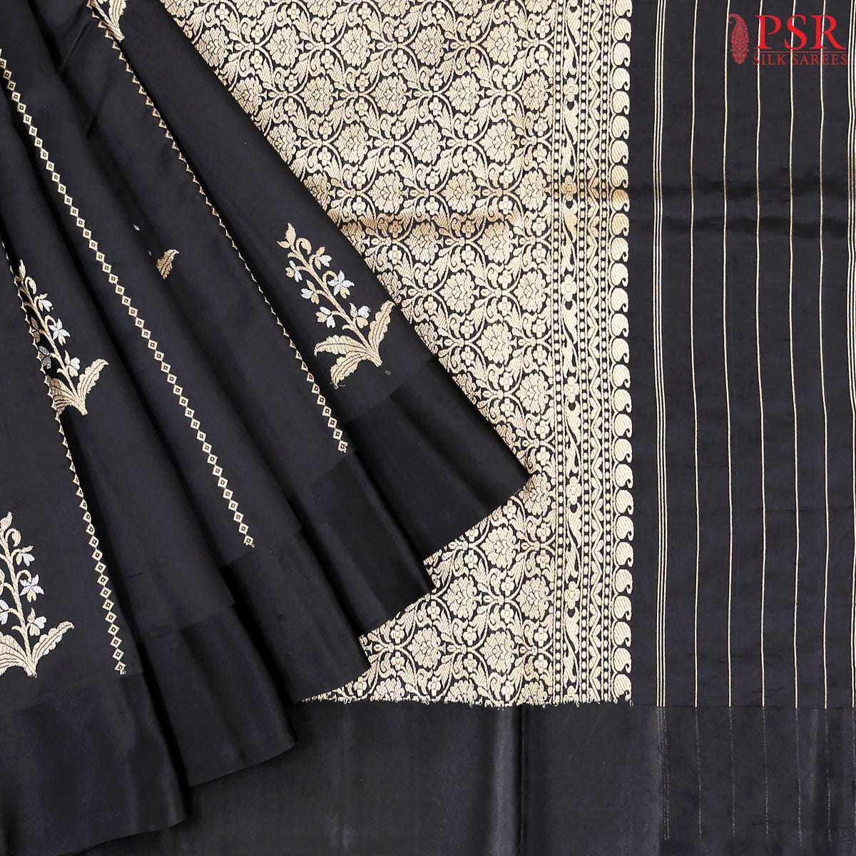Black Chiniya Silk Saree