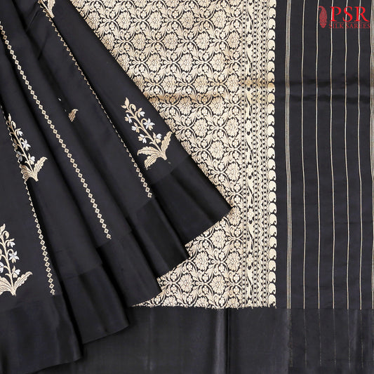 Black Chiniya Silk Saree