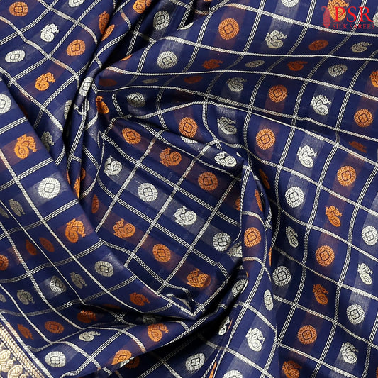 Dark Blue Kalakshetra Kovai Cotton Saree