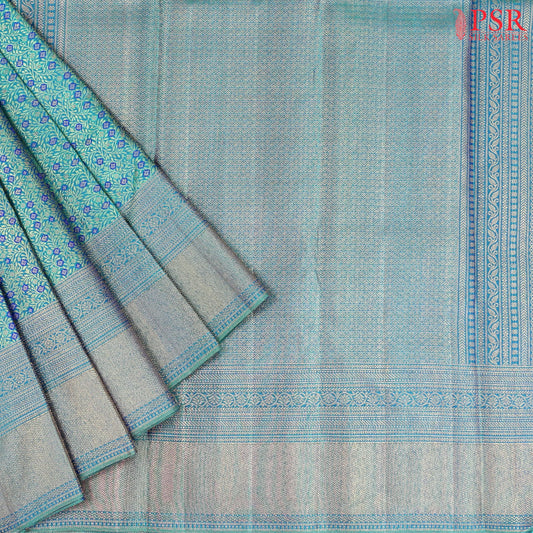 Egyptian Green Kanchipuram Jacquard Silk Saree