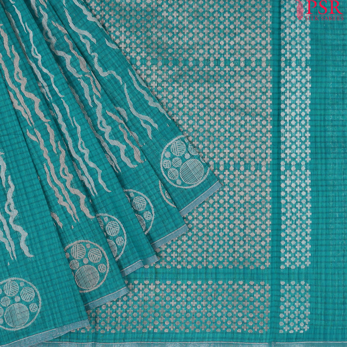 Cyan Semi Tussar Saree