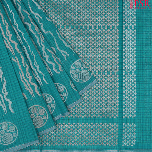Cyan Semi Tussar Saree